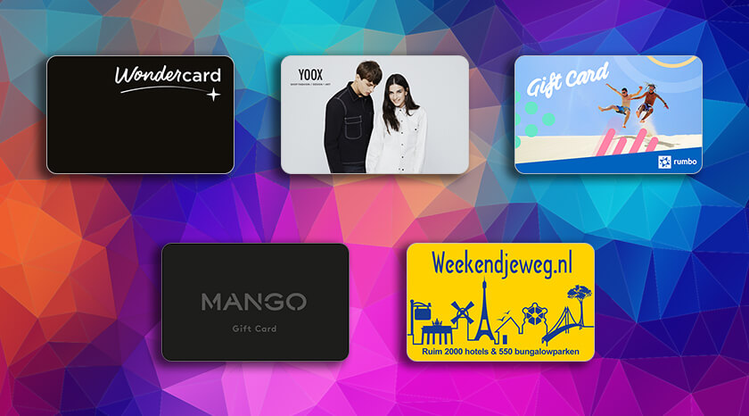 Yoox, Rumbo, Wonderbox, WeekendjeWeg digital gift cards available for Europe